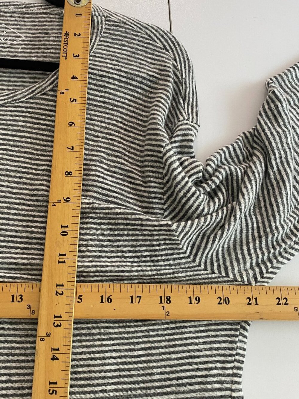 Alex Crane Linen Long Sleeve T Shirt Mens Large Gray White Stripe - Picture 8 of 10